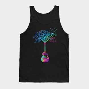 Acoustic Guitar Tree Abstract Texture Theme Tank Top